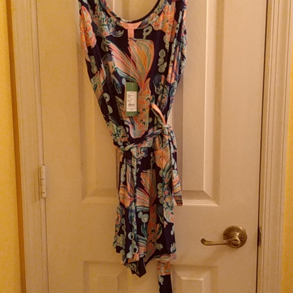 Lilly Pulitzer Romper Navy, Pink, and Teal Multi Large